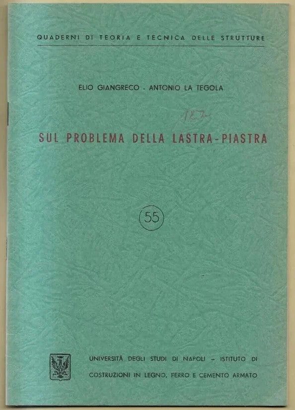 INGEGNERIA SUL PROBLEMA DELLA LASTRA PIASTRA LA TEGOLA - GIANGRECO 1961