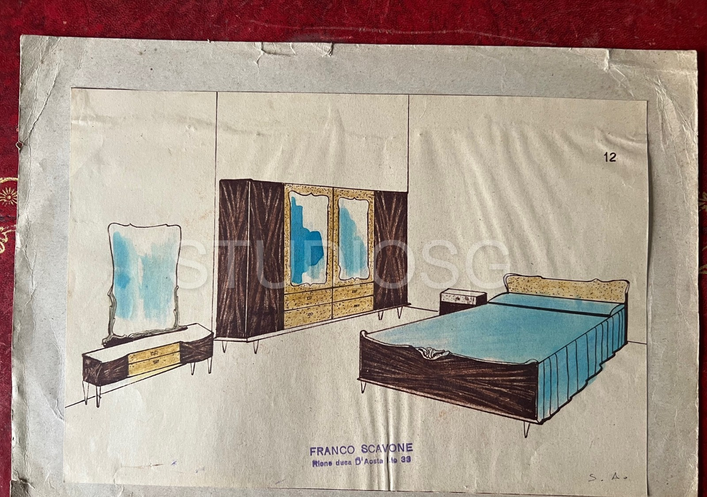 ART DECO' 2 PROGETTI DI INTERIOR DESIGN PRIMI '900 MOBILI MATITA ED ACQUERELLO