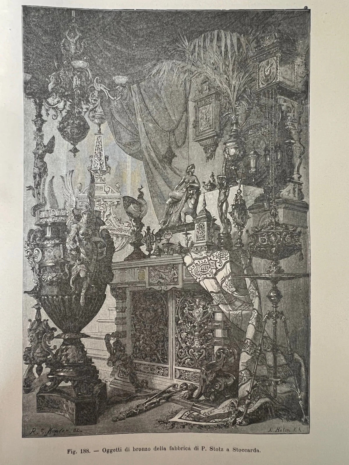 STAMPA 1886 OGGETTI DI BRONZO DELLA FABBRICA DI P. STOTZ A STOCCARDA