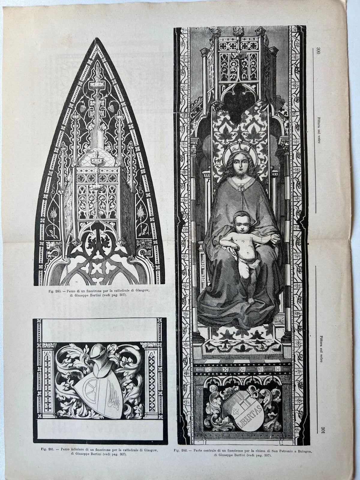 STAMPA 1886 MADONNA CON BAMBINO BOLOGNA GIUSEPPE BERTINI GLASGOW