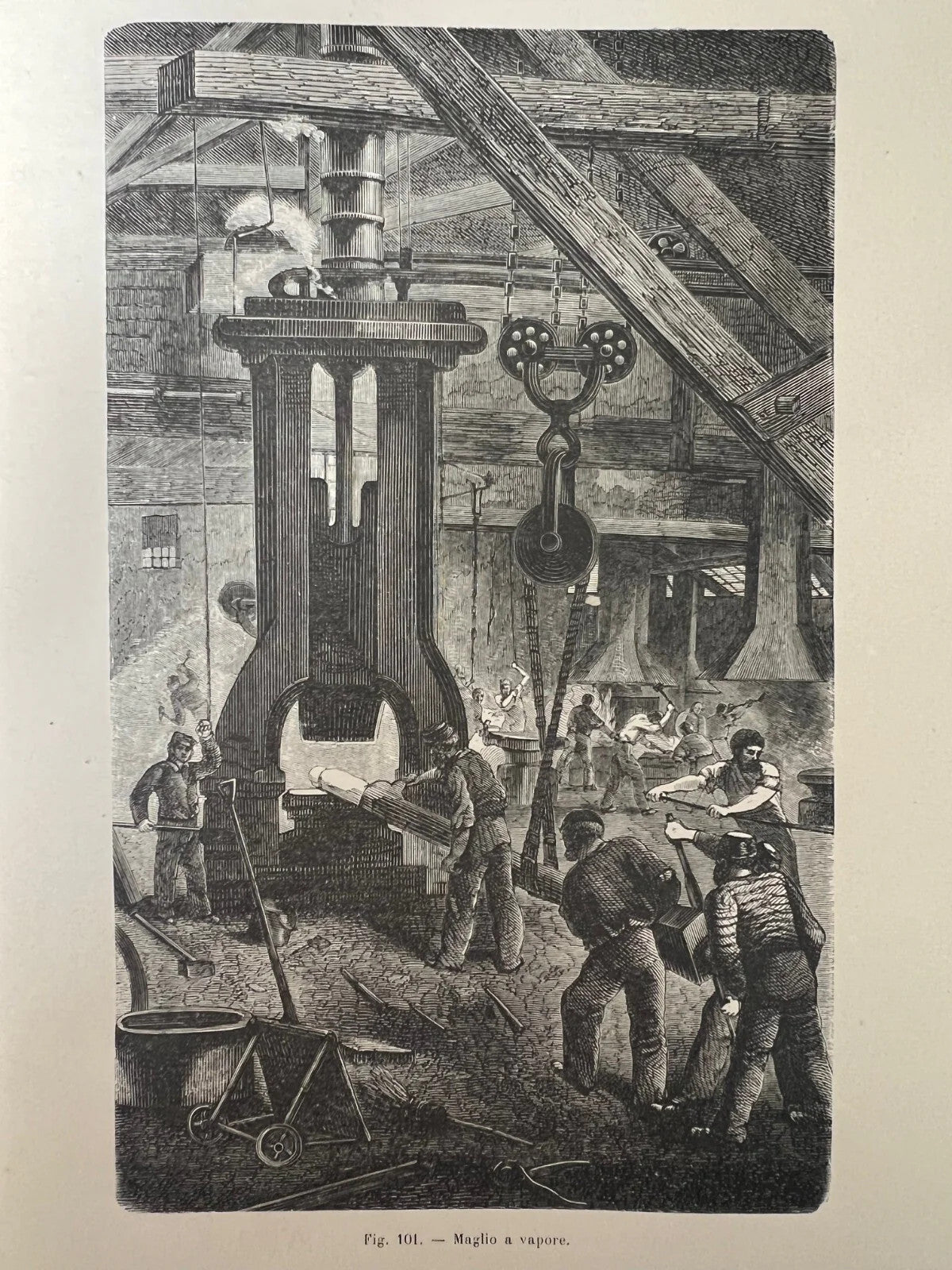 STAMPA 1886 MAGLIO A VAPORE LAVORAZIONE DEL FERRO, METALLI