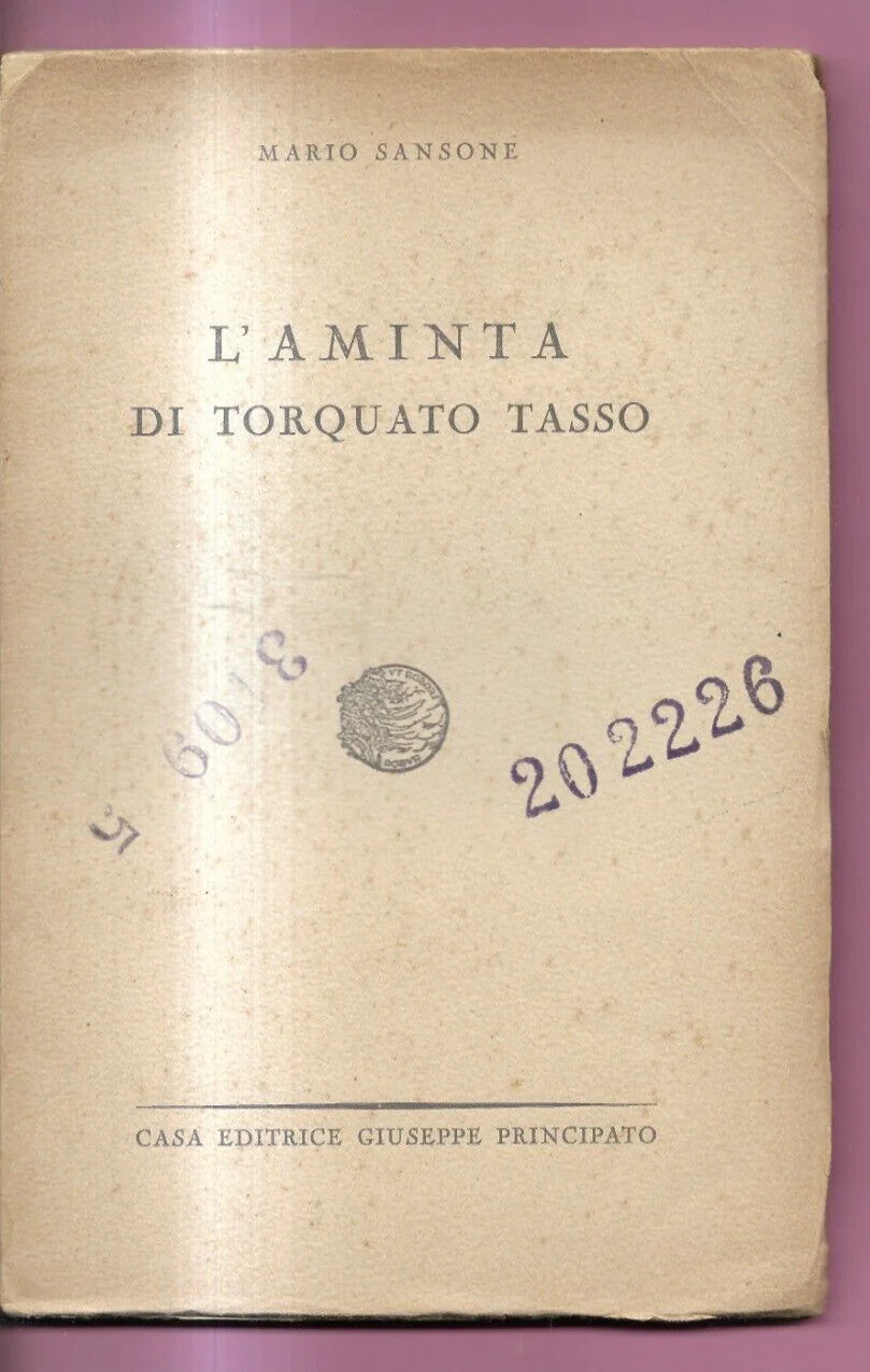 MARIO SANSONE L'AMINTA DI TORQUATO TASSO 1941 PRINCIPATO EDITORE