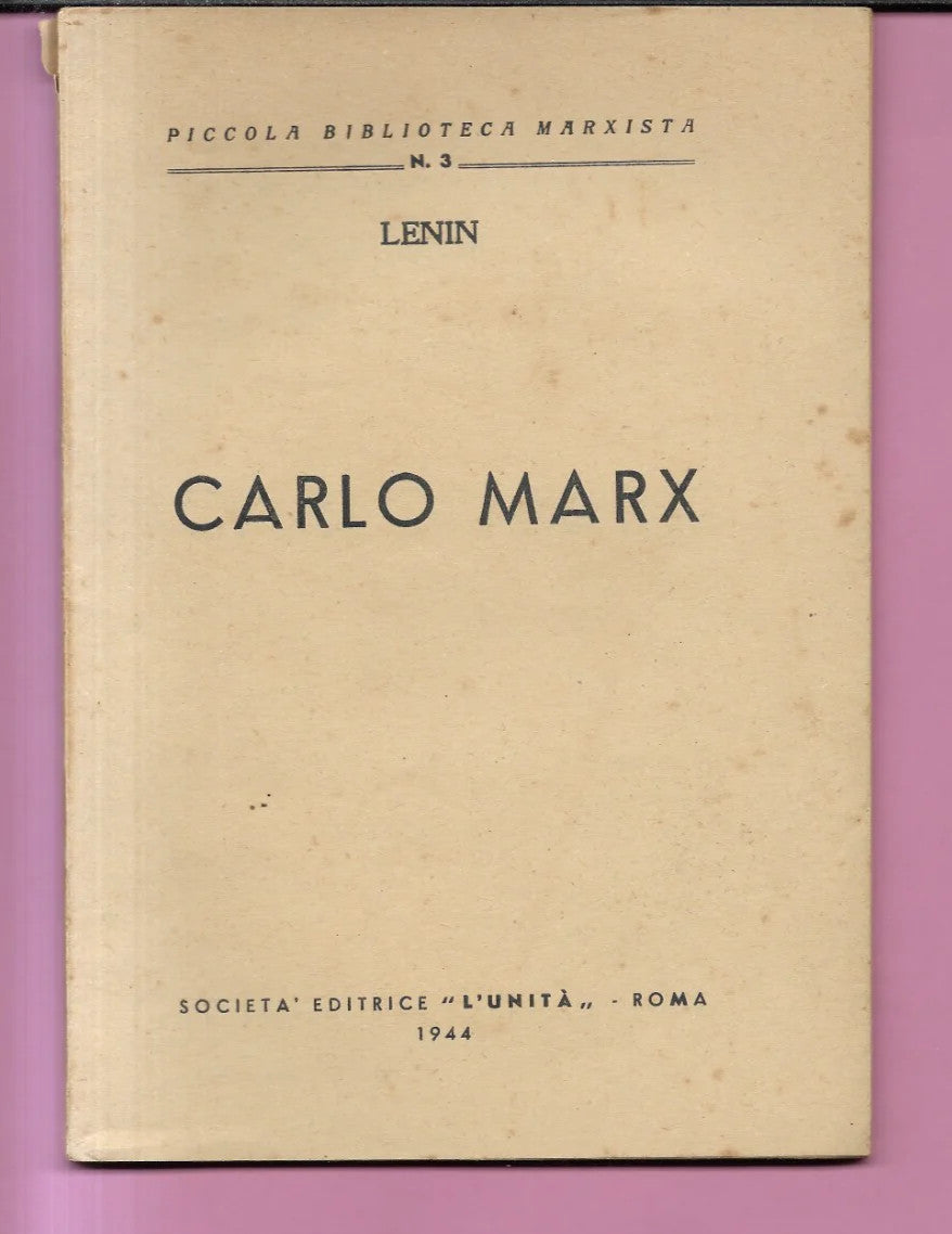 LENIN CARLO MARX 1944 EDITRICE L'UNITA' ROMA PICCOLA BIBLIOTECA MARXISTA 3