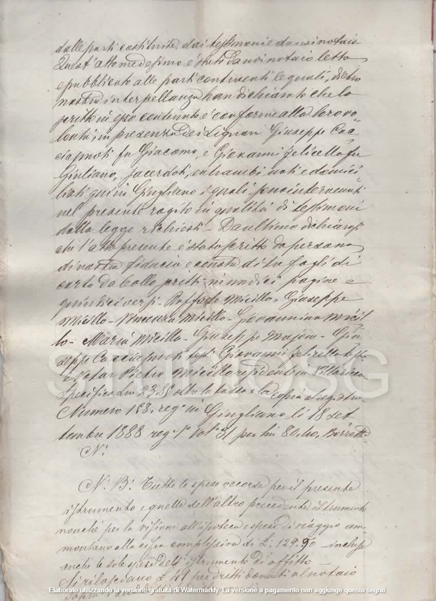 MANOSCRITTO 1888 GIUGLIANO IN CAMPANIA NAPOLI 12 PAGINE CESSIONE DI BENI STABILI