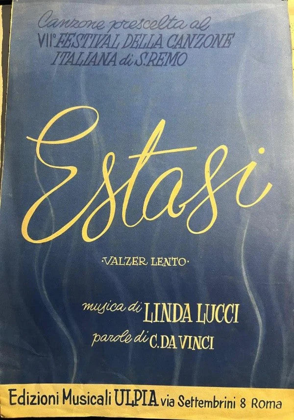ESTASI VALZER LENTO di Linda Lucci C. Da Vinci, 1957, Edizioni Musicali Ulpia