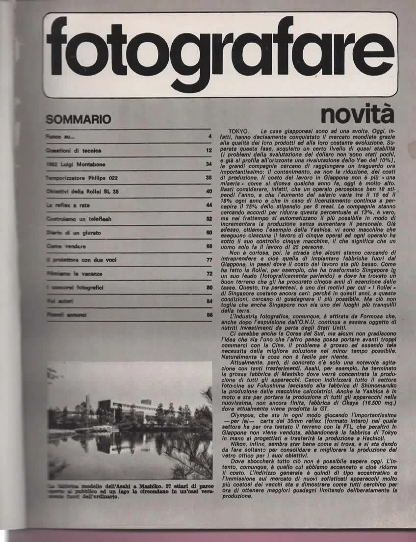 RIVISTA FOTOGRAFARE LUGLIO 1972 LUIGI MONTABONE 1862 DA TORINO ALLA PERSIA