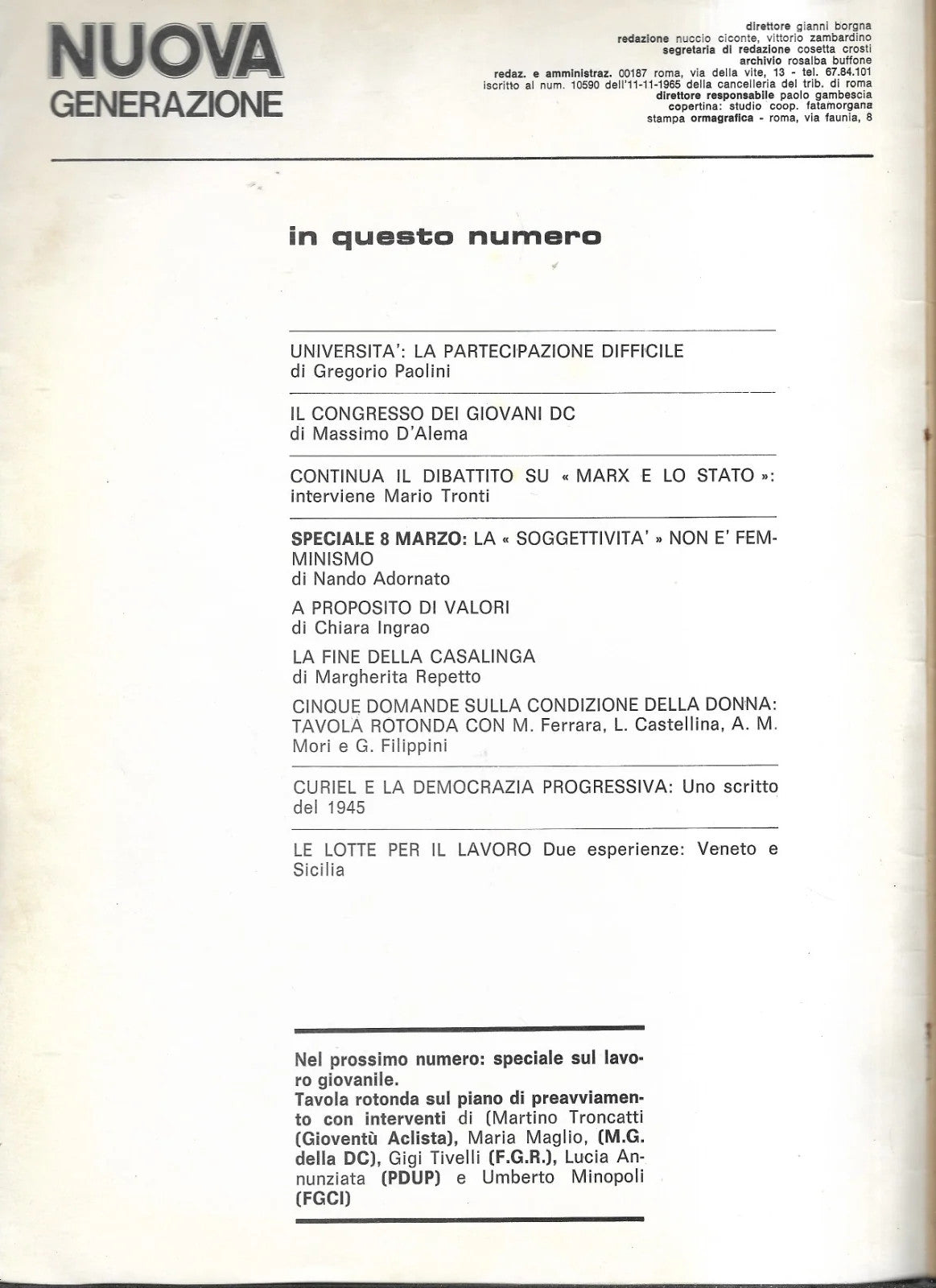 NUOVA GENERAZIONE MARZO 1976 RIVISTA DELLA FEDERAZIONE GIOVANILE COMUNISTA