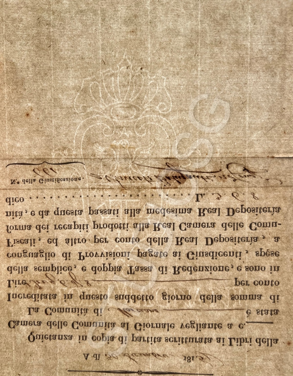 1815 REGIA CAMERA DELLE COMUNITA' FIRENZE ANICETO BALUGANTI QUIETANZA TASSA REDE