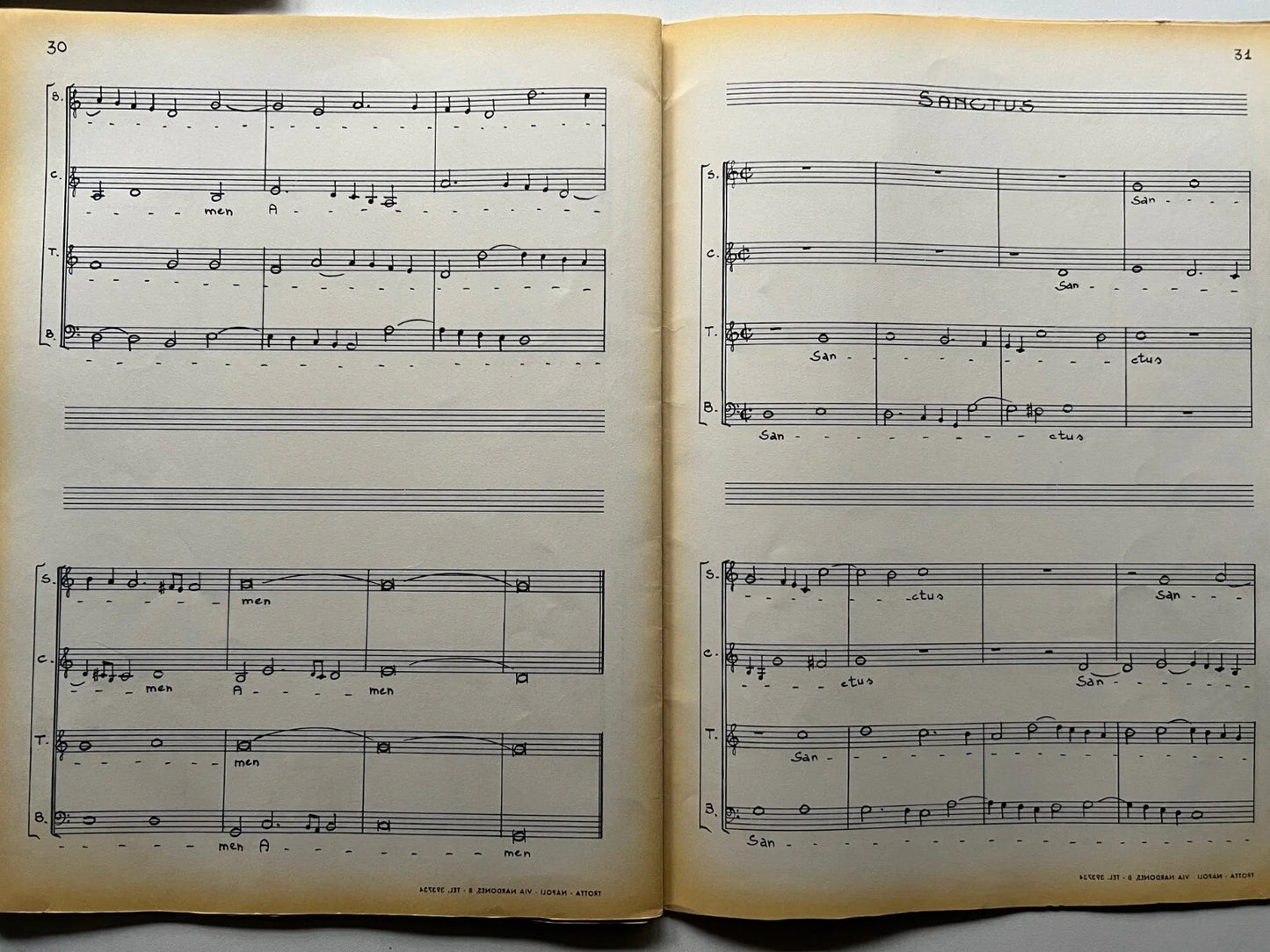 SPARTITO MANOSCRITTO ALESSANDRO SCARLATTI MESSA A 4 VOCI , MUSICA E TESTO