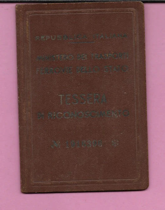 1947 TESSERA DI RICONOSCIMENTO FERROVIE DELLO STATO MINISTERO TRASPORTI BAMBINO