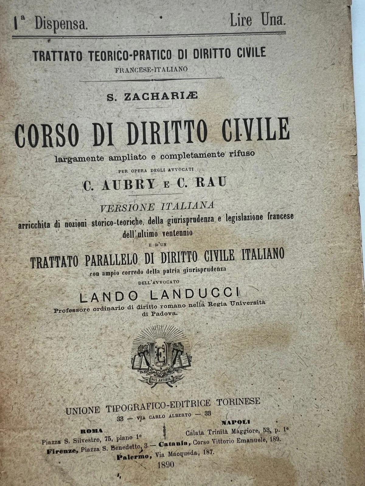TRATTATO TEORICO PRATICO DIRITTO CIVILE FRANCESE ITALIANO S. ZACHARIAE UTET 1900