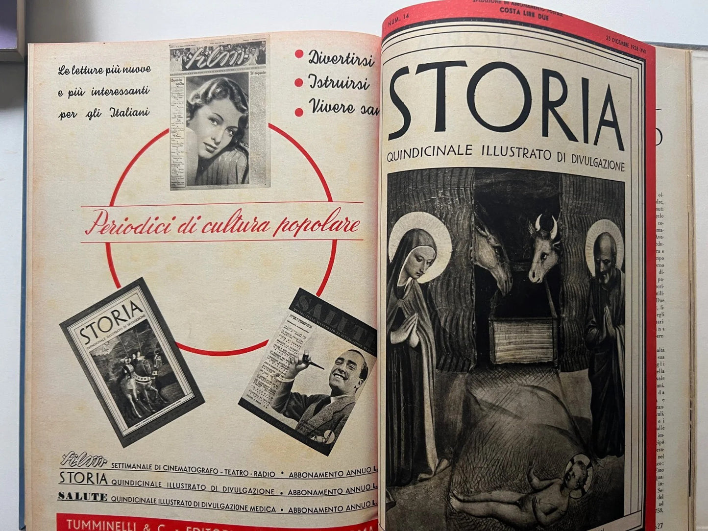 STORIA QUINDICINALE ILLUSTRATO TUMMINELLI 1938 ANNATA COMPLETA DAL N. 1 AL 14
