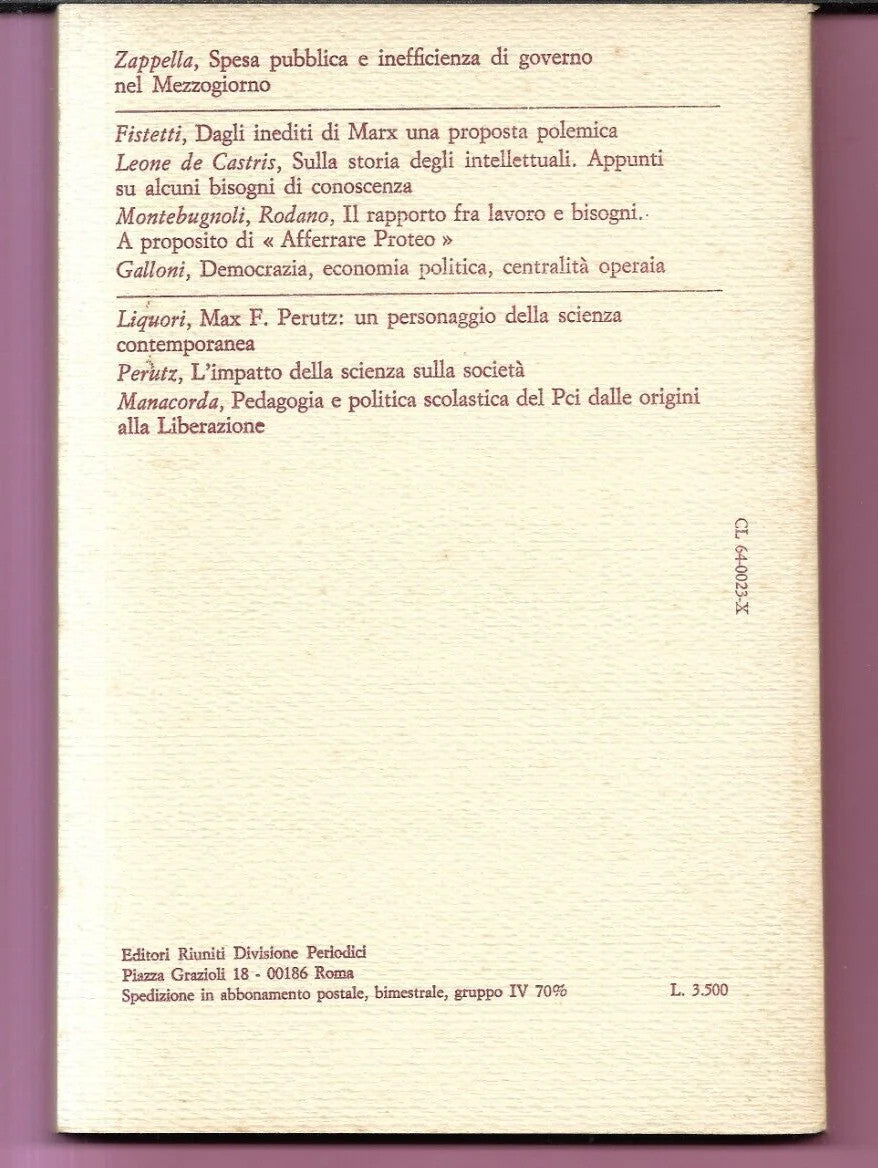 CRITICA MARXISTA 6 - 1980 CHIARANTE, VIEZZI, TOSCANO, CATALUCCIO, FRANCHI