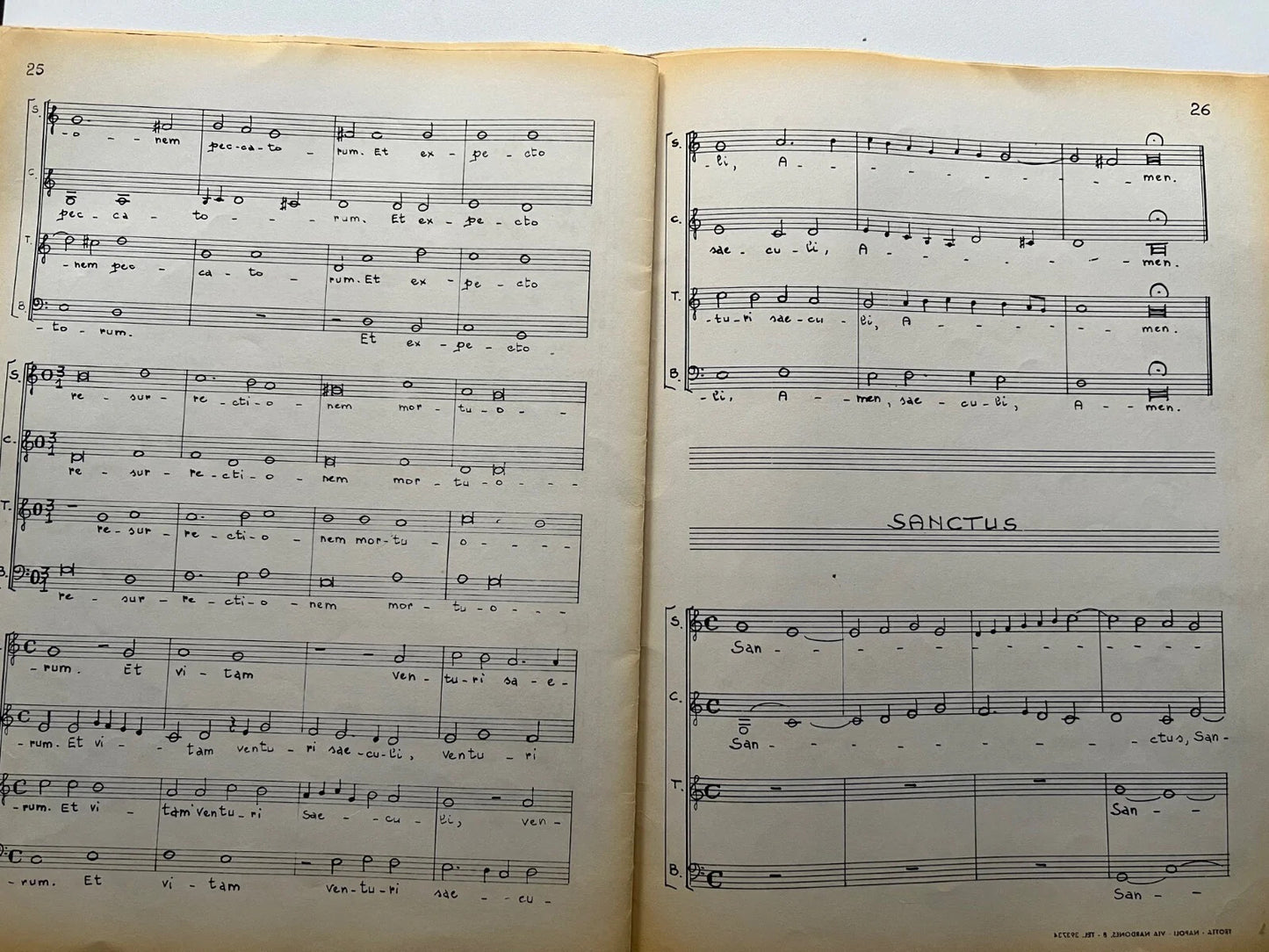 SPARTITO MANOSCRITTO FELICE ANERIO MISSA , MUSICA E TESTO 34 PAGINE