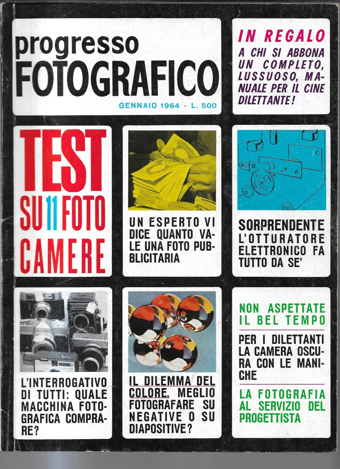 FOTOGRAFIA RIVISTA PROGRESSO FOTOGRAFICO GENNAIO 1964 ANNO 71 , N. 1