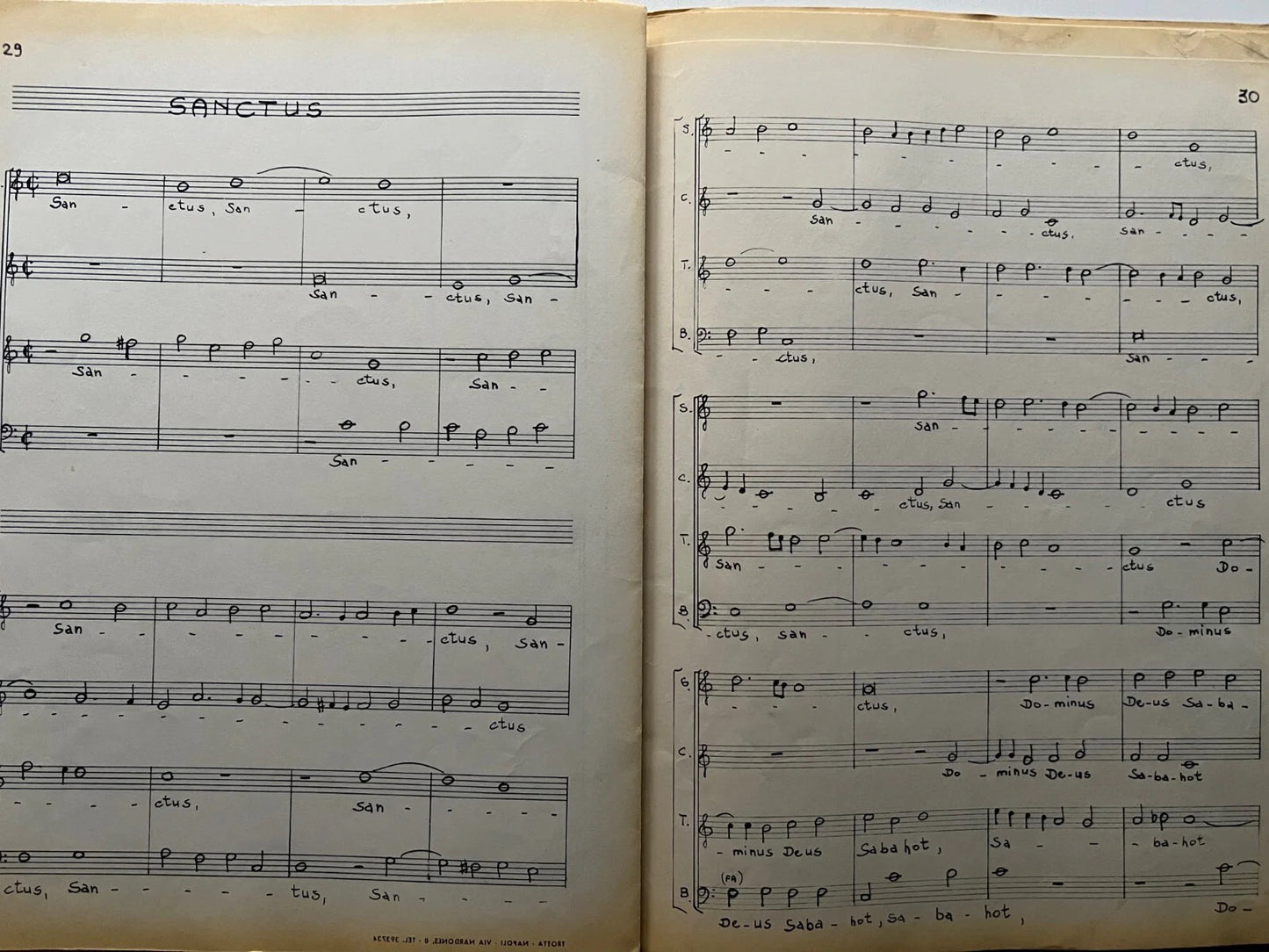 SPARTITO MANOSCRITTO PALESTRINA VENI SPONSA CHRISTI , MUSICA E TESTO