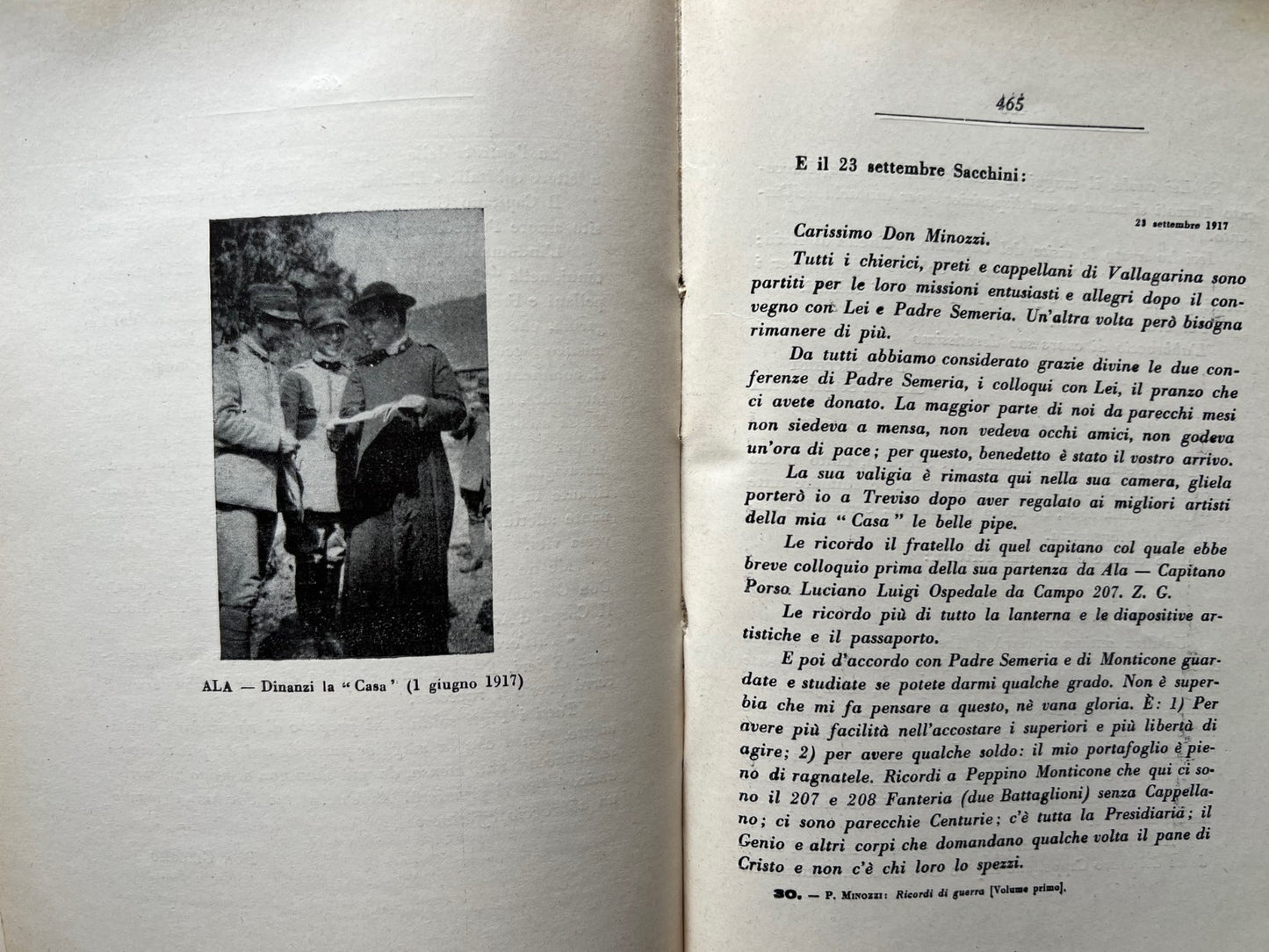 WWI P. GIOVANNI MINOZZI RICORDI DI GUERRA 1956 AMATRICE PRIMA EDIZIONE ILLUSTRA