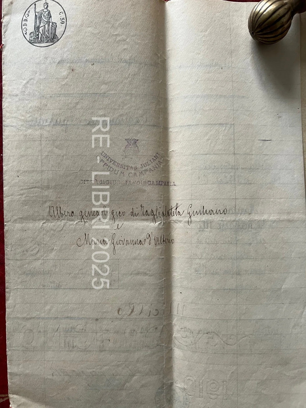 UNIVERSITAS JULIANI OPPIDUM CAMPANIAE 1912 ALBERO GENEALOGICO GIUGLIANO IN CAMPA