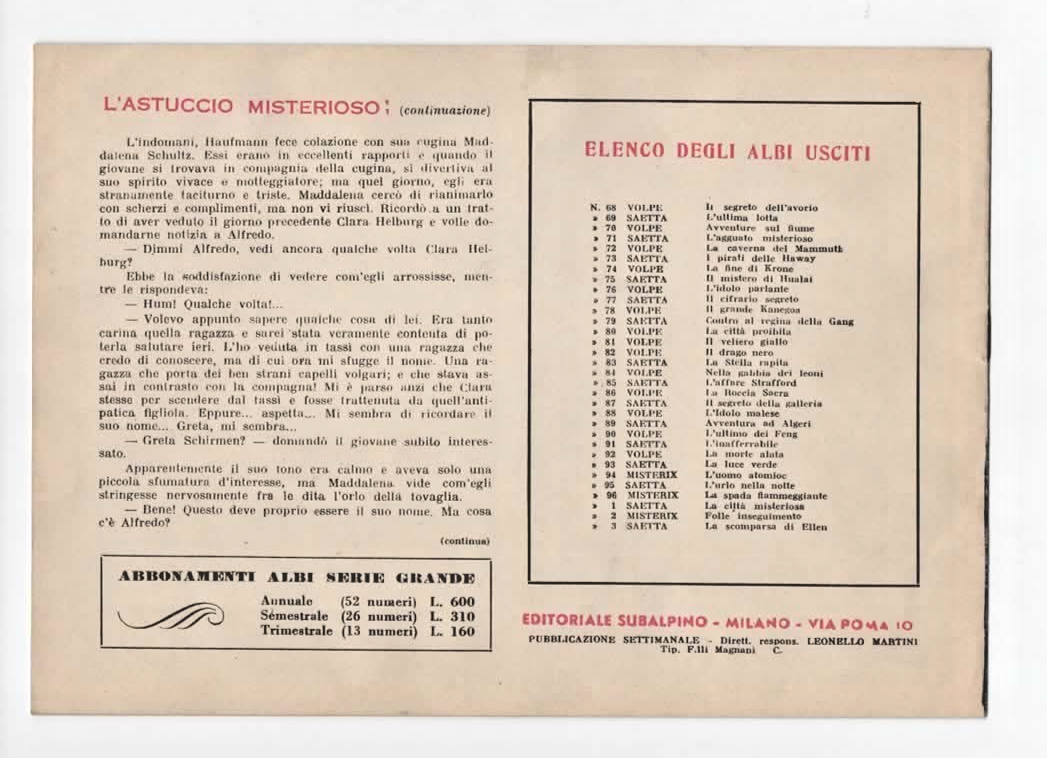 MISTERIX L'UOMO ATOMICO N° 4 LA LOTTA SUL DESPERADO 1947 PAUL CAMPANI SUBALPINO
