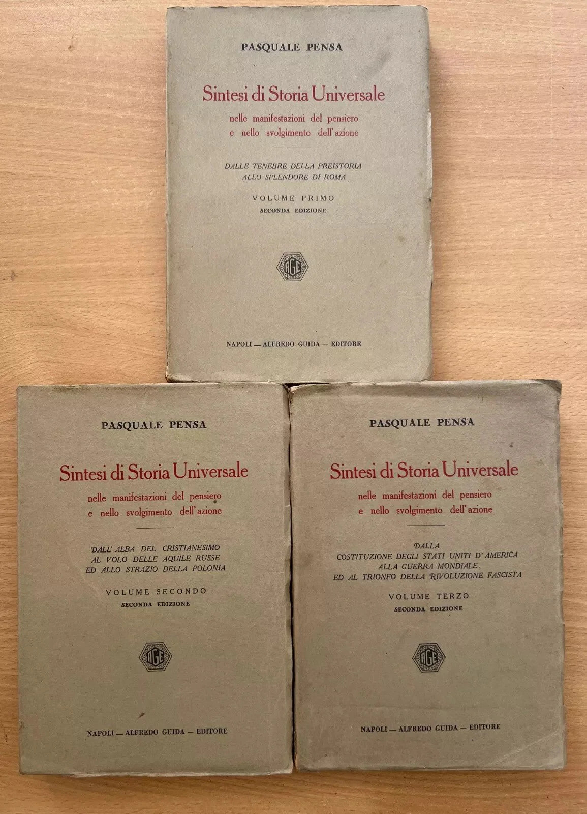 SINTESI DI STORIA UNIVERSALE 3 VOLUMI PASQUALE PENSA NAPOLI GUIDA EDITORE 1933