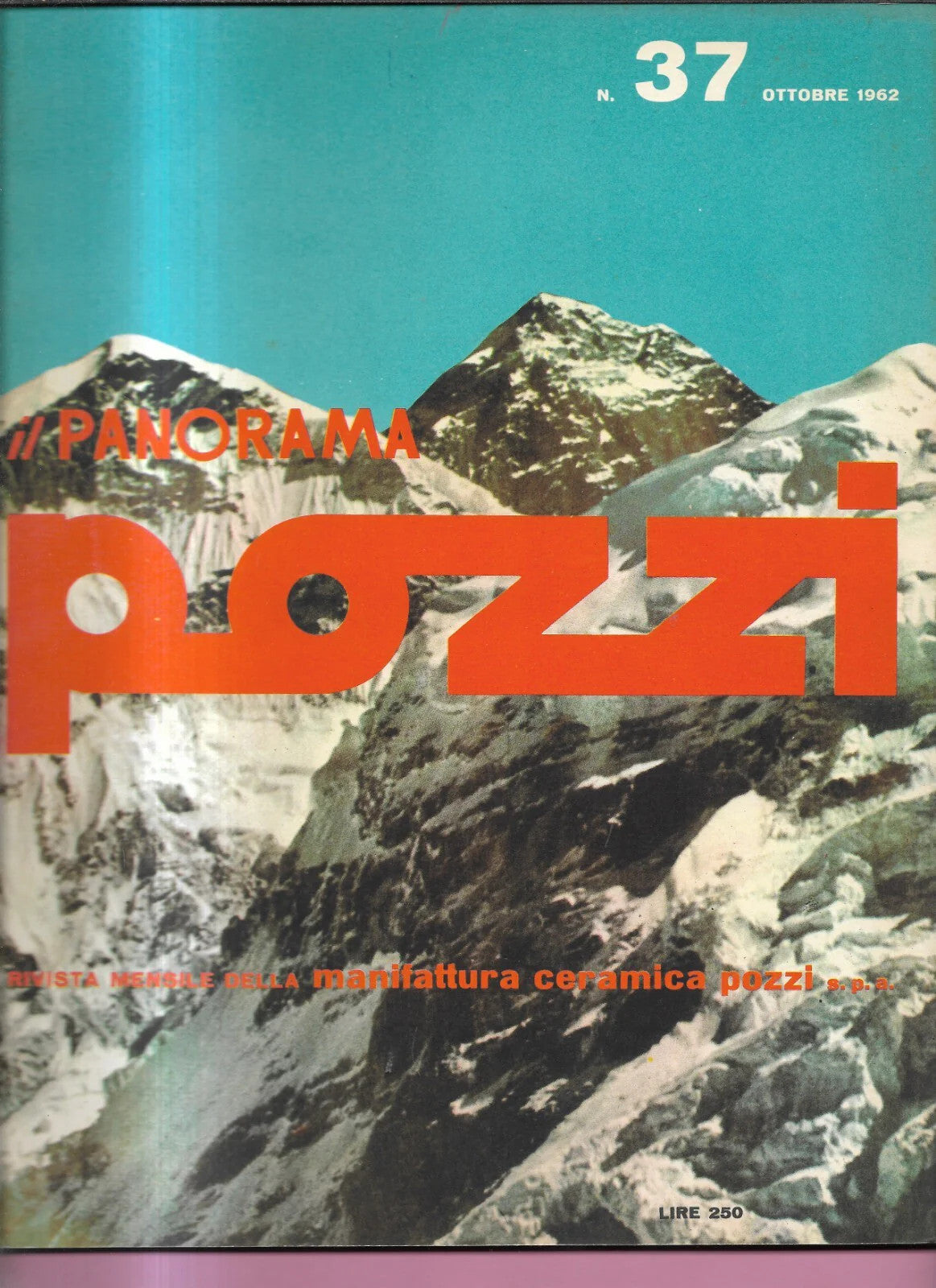 RIVISTA IL PANORAMA POZZI N. 37 OTTOBRE 1962 ALDO CARPI ARCHITETTURA DESIGN