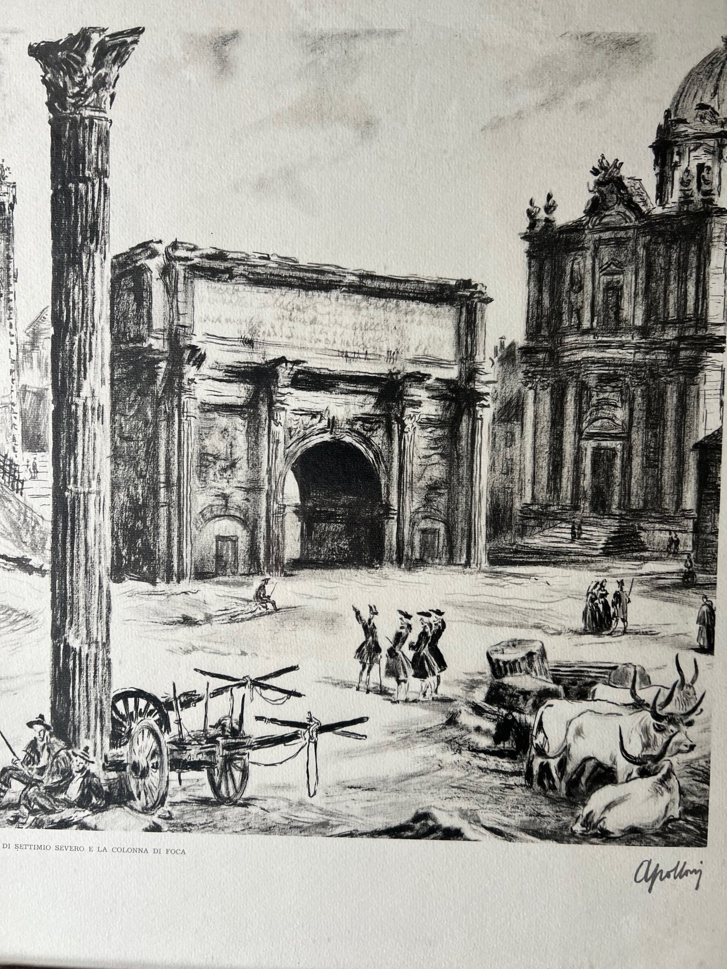Apolloni Livio (1904 - 1967) 4 Vedute classiche di Roma con cornici cm 50 x 43