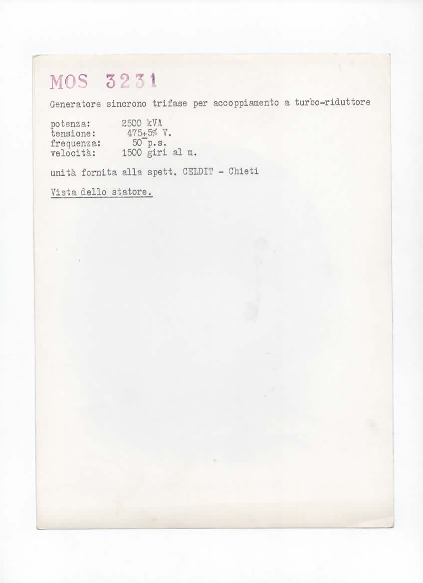 Fotografia industriale originale – statore generatore sincrono – OCREN – anni ’50