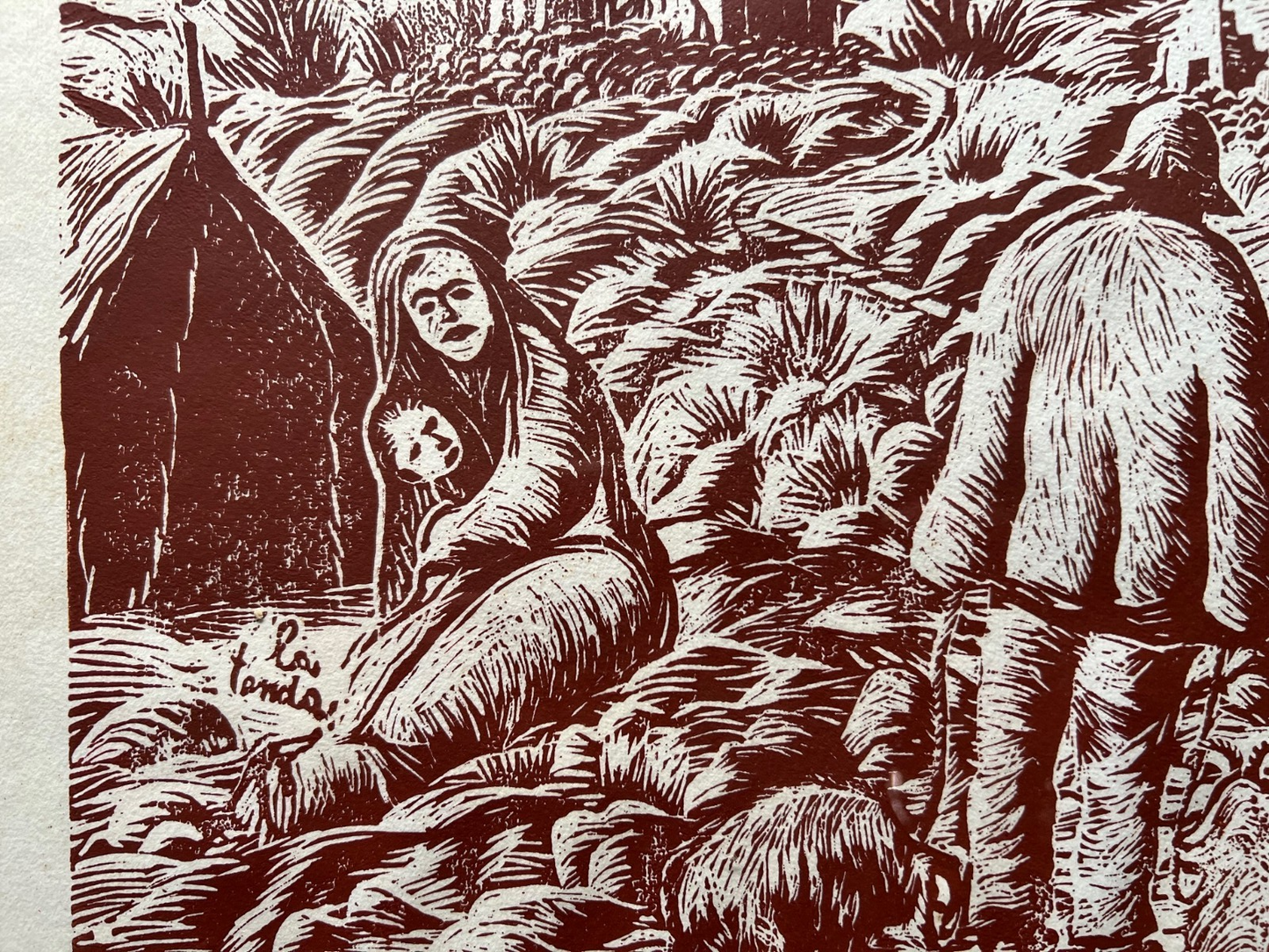 1976 TERREMOTO FRIULI XILOGRAFIA  BENITO FERRARO VICO EQUENSE cm 55 x 40