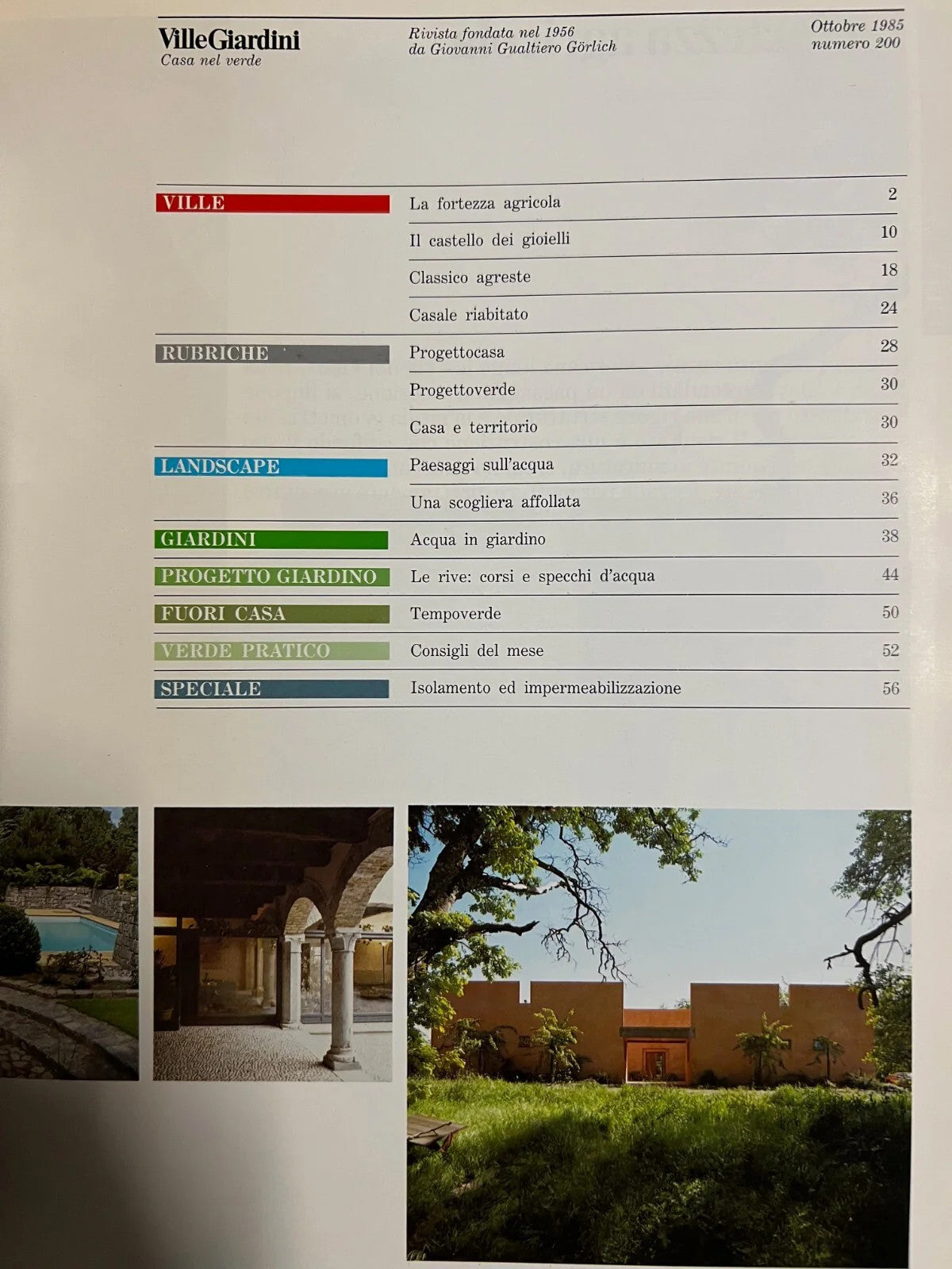 VILLE GIARDINI CASA NEL VERDE OTTOBRE 1985 N° 200 ARCHITETTURA DESIGN