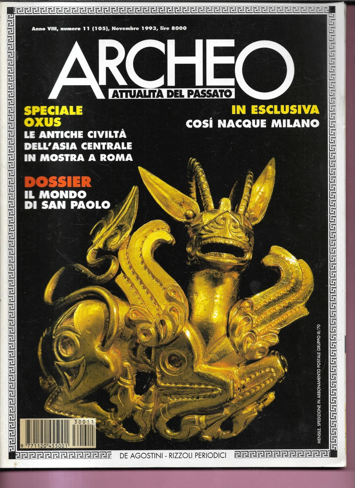 IL MONDO DI SAN PAOLO ARCHEO ANNO VIII NUMERO 11 (105) DE AGOSTINI 1993