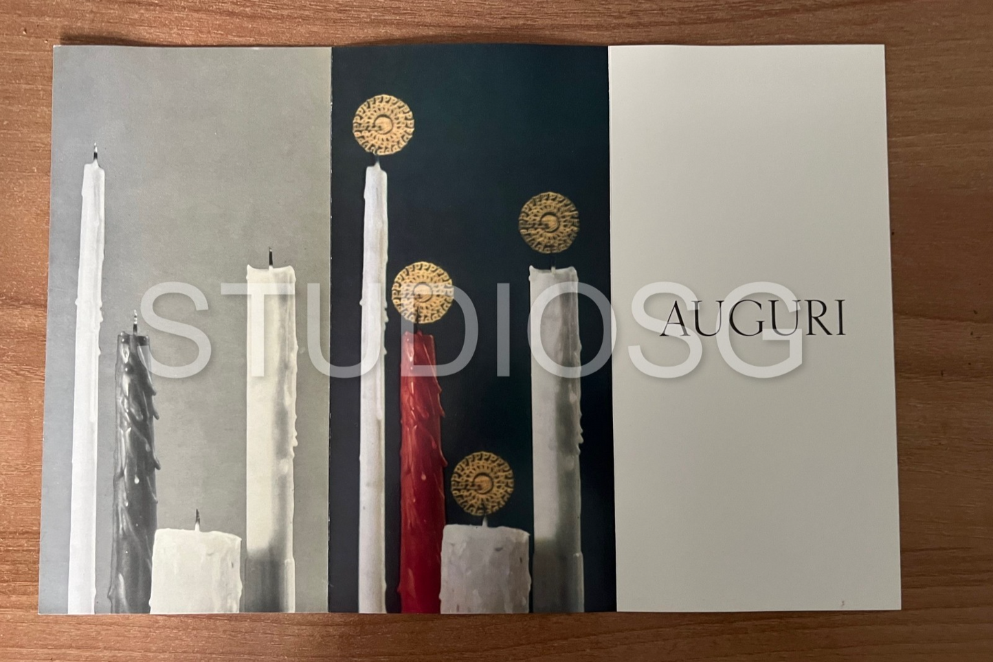 PUBBLICITARIO BIGLIETTO AUGURI MANIFATTURA CERAMICA POZZI 1965 AGENZIA AGE MILAN