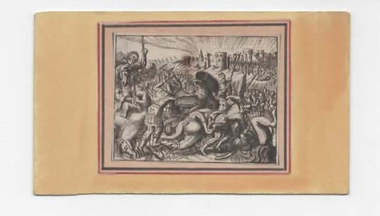 INCISIONE  XVII SECOLO ANTONIO TEMPESTA SCENA DI BATTAGLIA