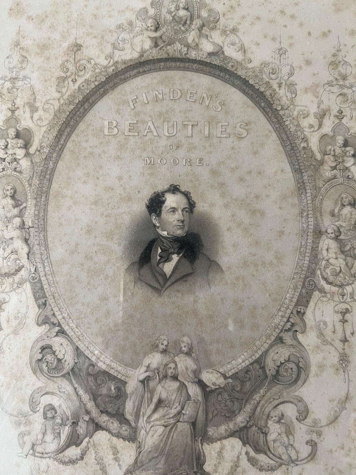 INCISIONE XIX SECOLO THOMAS MOORE ( 1779 - 1852 ) POETA COMMEDIOGRAFO ED ATTORE