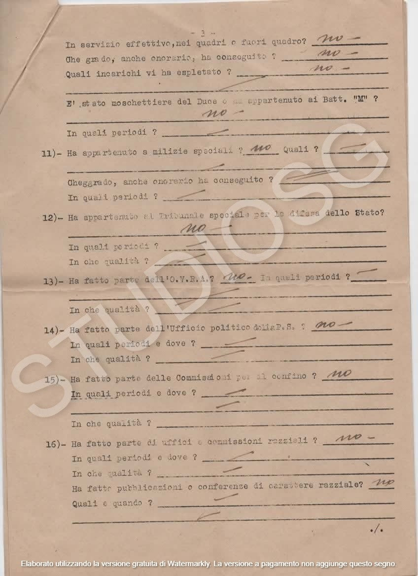 1943 FASCISMO EPURAZIONE VENTENNIO BANCO DI ROMA GOVERNO BADOGLIO DEFASCISTIZAZI