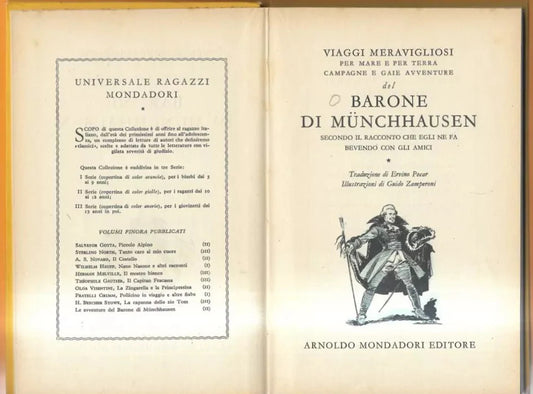 VIAGGI MERAGLIOSI DEL BARONE DI MUNCHHAUSEN MONDADORI 1952 ZAMPERONI ILLUSTRATOR