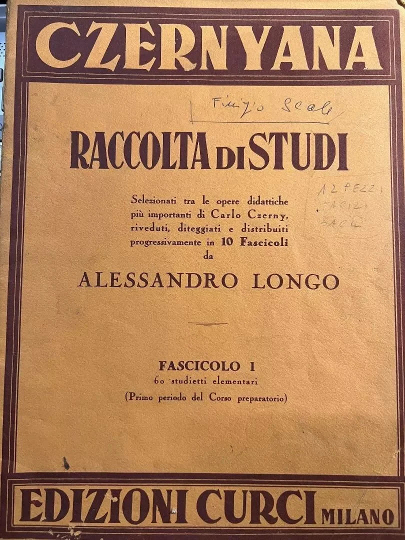 SPARTITO CZERNYANA RACCOLTA DI STUDI FASCICOLO I di Carlo Czerny CURCI 1965