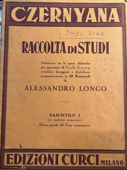 SPARTITO CZERNYANA RACCOLTA DI STUDI FASCICOLO I di Carlo Czerny CURCI 1965