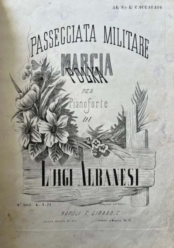 SPARTITO 1863 Passeggiata Militare Polka Marcia per Pianoforte Luigi Albanesi