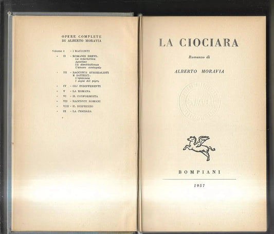 LA CIOCIARA ALBERTO MORAVIA BOMPIANI 1957 SECONDA EDIZIONE