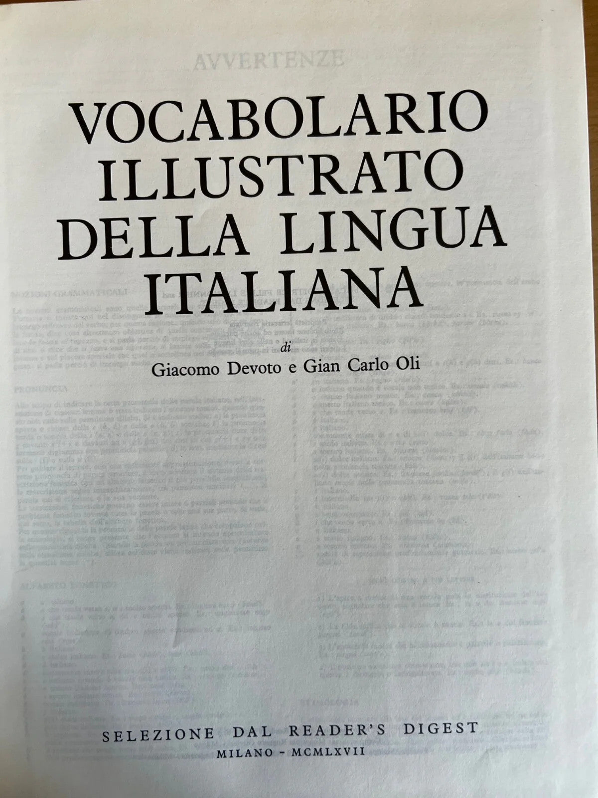 VOCABOLARIO ILLUSTRATO DELLA LINGUA ITALIANA DEVOTO - OLI 2 VOLUMI 1967 OTTIMO