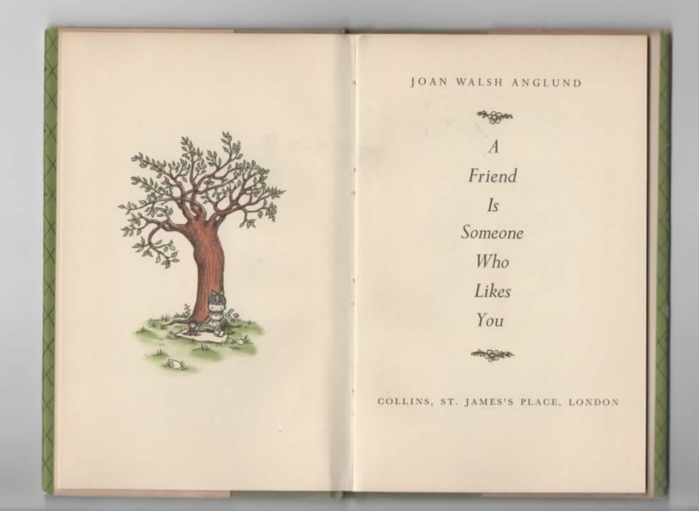 JOAN WALSH ANGLUND A FRIEND IS SOMEONE WHO LIKES YOU 1966 COLLINS ILLUSTRATO