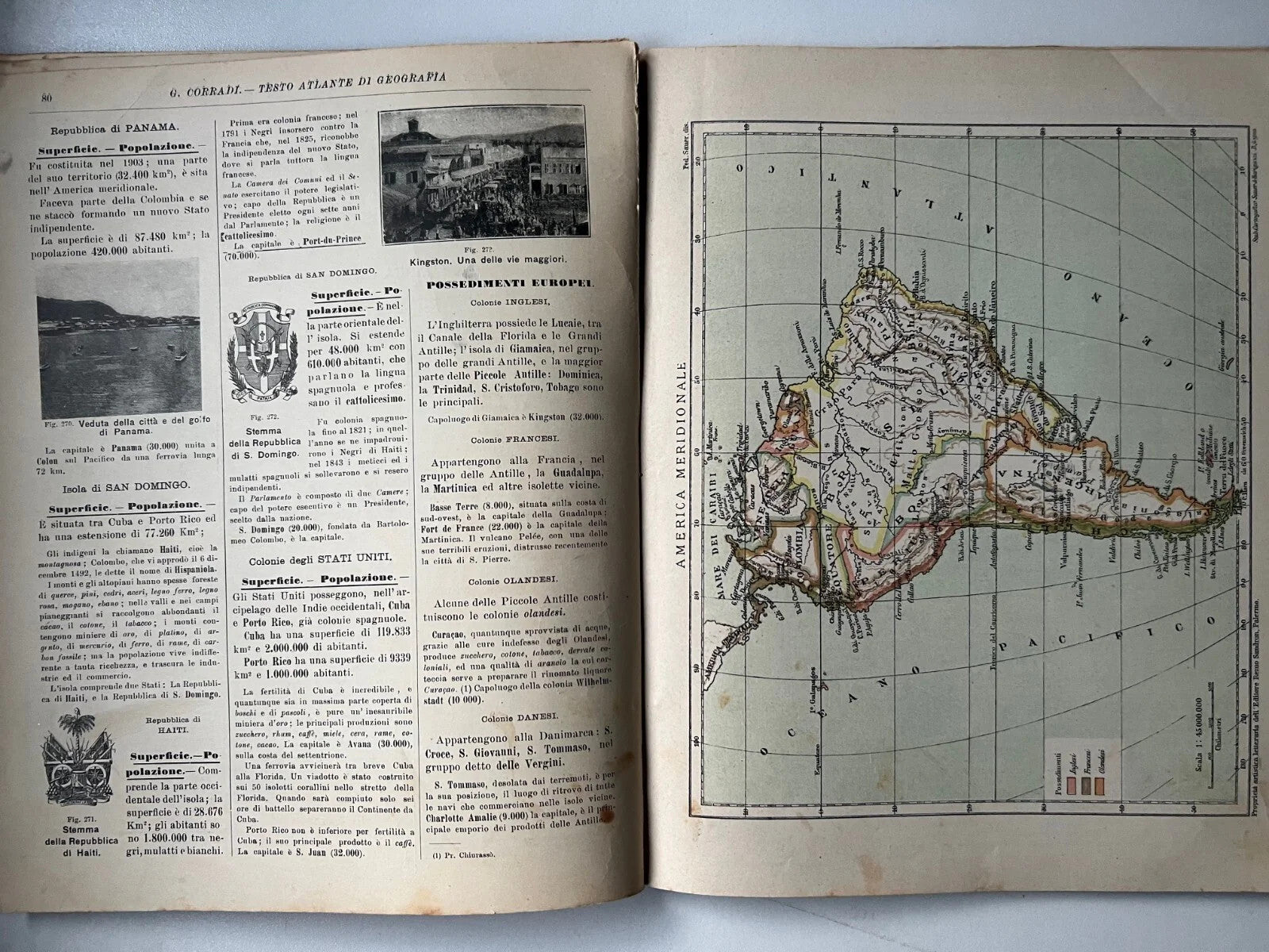 G. CORRADI TESTO ATLANTE DI GEOGRAFIA VOLUME TERZO REMO SANDRON 1911 F. NONNI