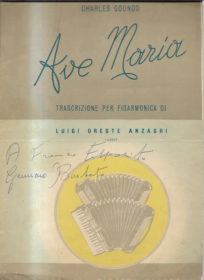 SPARTITO PER FISARMONICA AVE MARIA CHARLES GOUNOD RICORDI 1948