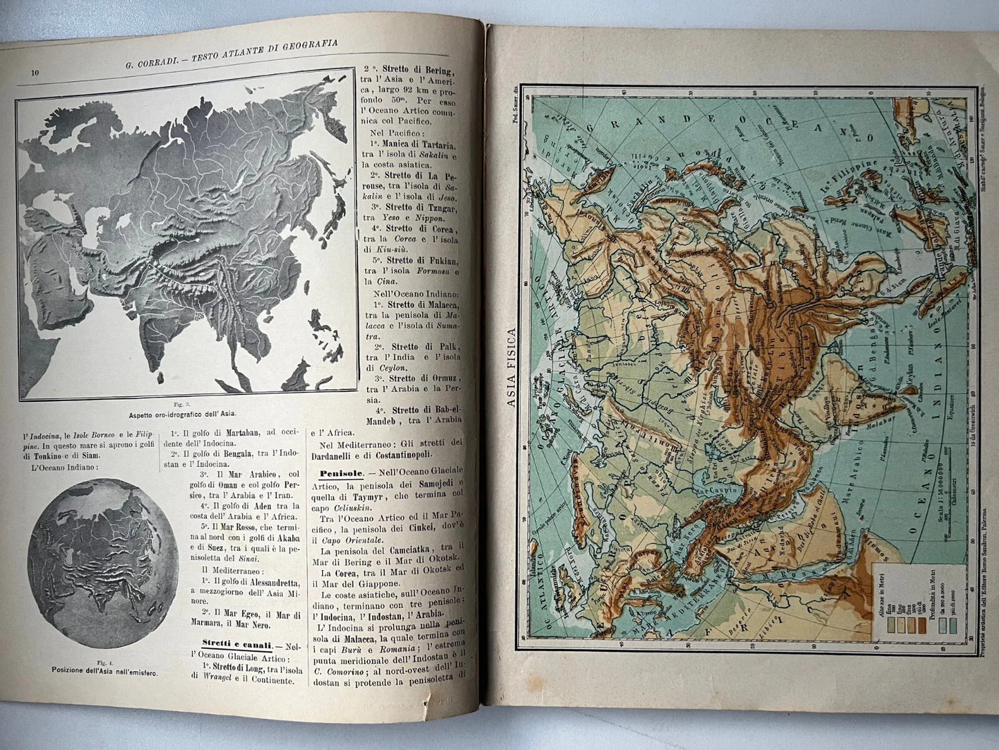 G. CORRADI TESTO ATLANTE DI GEOGRAFIA VOLUME TERZO REMO SANDRON 1911 F. NONNI