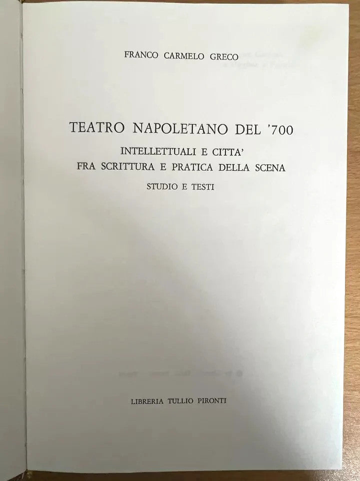 Franco C. Greco Teatro Napoletano del '700 Pironti editore 1981 con cofanetto