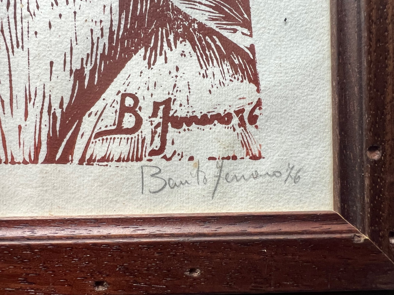 1976 TERREMOTO FRIULI XILOGRAFIA  BENITO FERRARO VICO EQUENSE cm 55 x 40