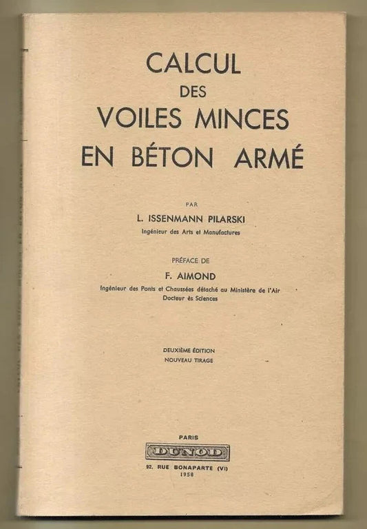 INGEGNERIA CALCUL DES VOILES MINCES EN BETON ARME’ L. ISSENMANN PILARSKI 1958