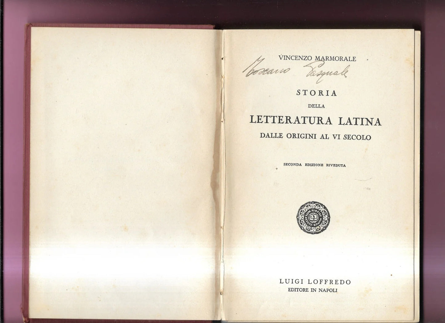 MARMORALE STORIA DELLA LETTERATURA LATINA DALLE ORIGINI AL VI SECOLO 1937 LOFFRE