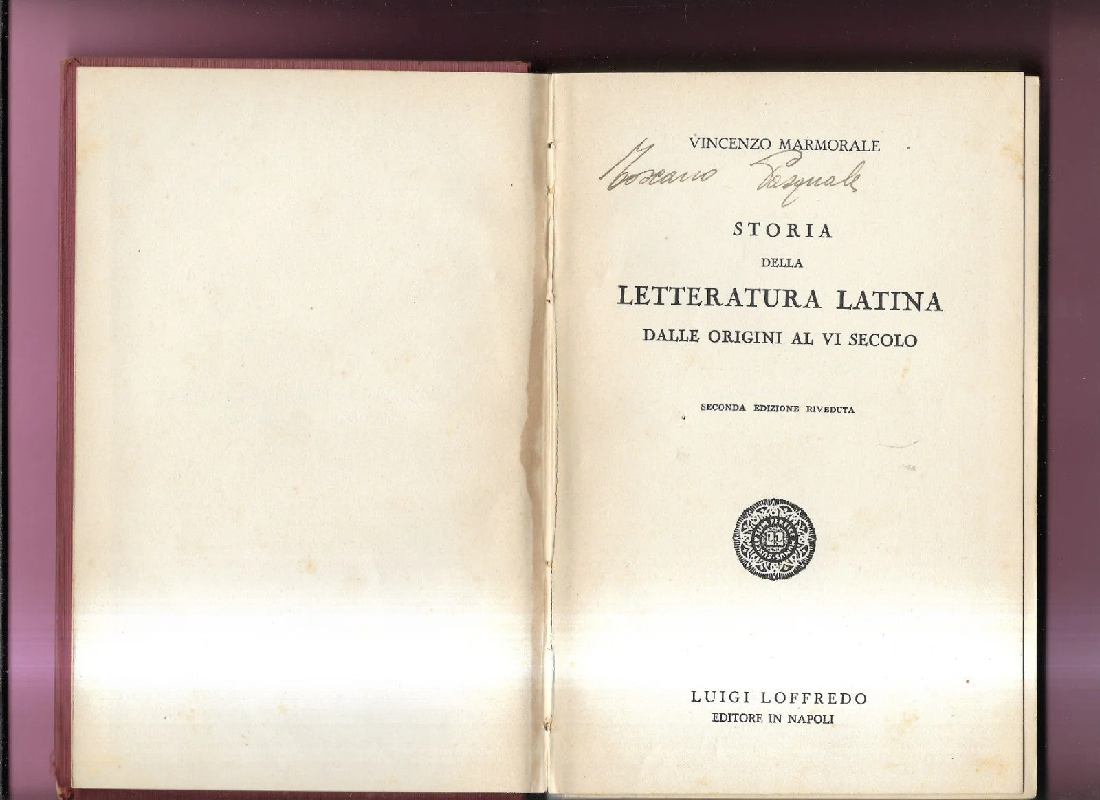 MARMORALE STORIA DELLA LETTERATURA LATINA DALLE ORIGINI AL VI SECOLO 1937 LOFFRE