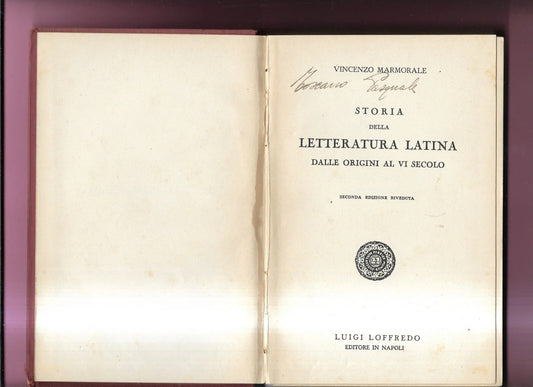 MARMORALE STORIA DELLA LETTERATURA LATINA DALLE ORIGINI AL VI SECOLO 1937 LOFFRE